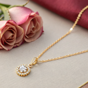 small gold with diamond necklace
